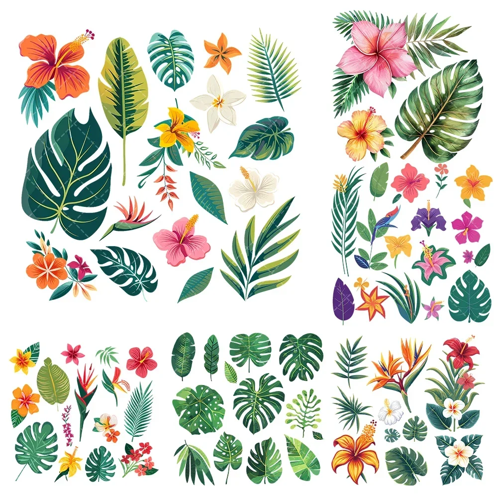 10 سنتيمتر جديد زهرة استوائية الحديد على ملصقات نقل الحرارة للملابس DTF Pinted الفينيل الحراري يزين قابل للغسل تي شيرت مائي