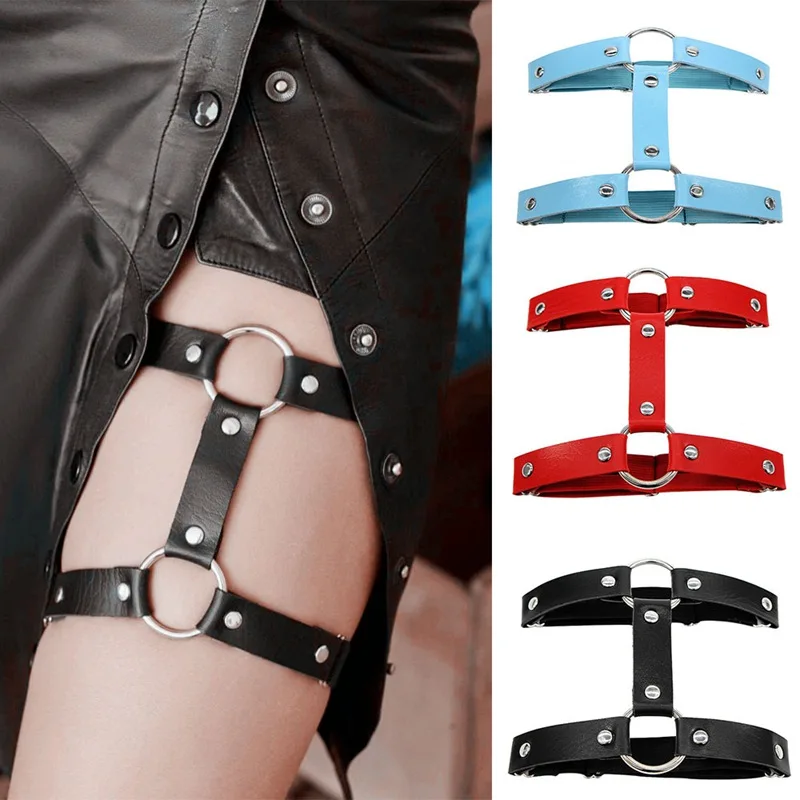 Neue Frauen Leder Oberschenkel riemen elastischen Strumpf gürtel Make-up Bein Strumpfband Dekoration Geschirr sexy weibliche Strumpf bänder Punk Goth Leglet Gürtel