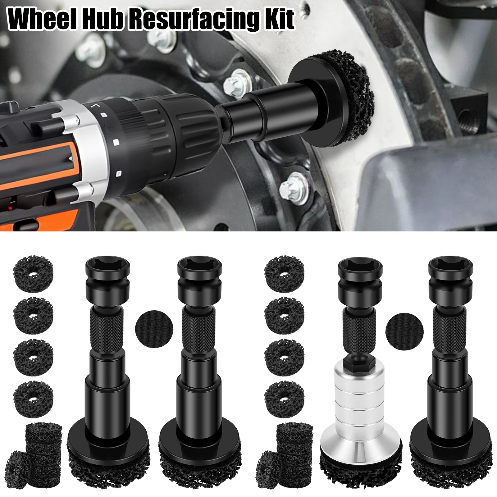 Auto Wheel Hub Rust Removal Tool Kit 1/2 Inch Wrench Drill Adapter Emery Abrasive Grinding Disc Brake Disc Clean Car Repair DIY