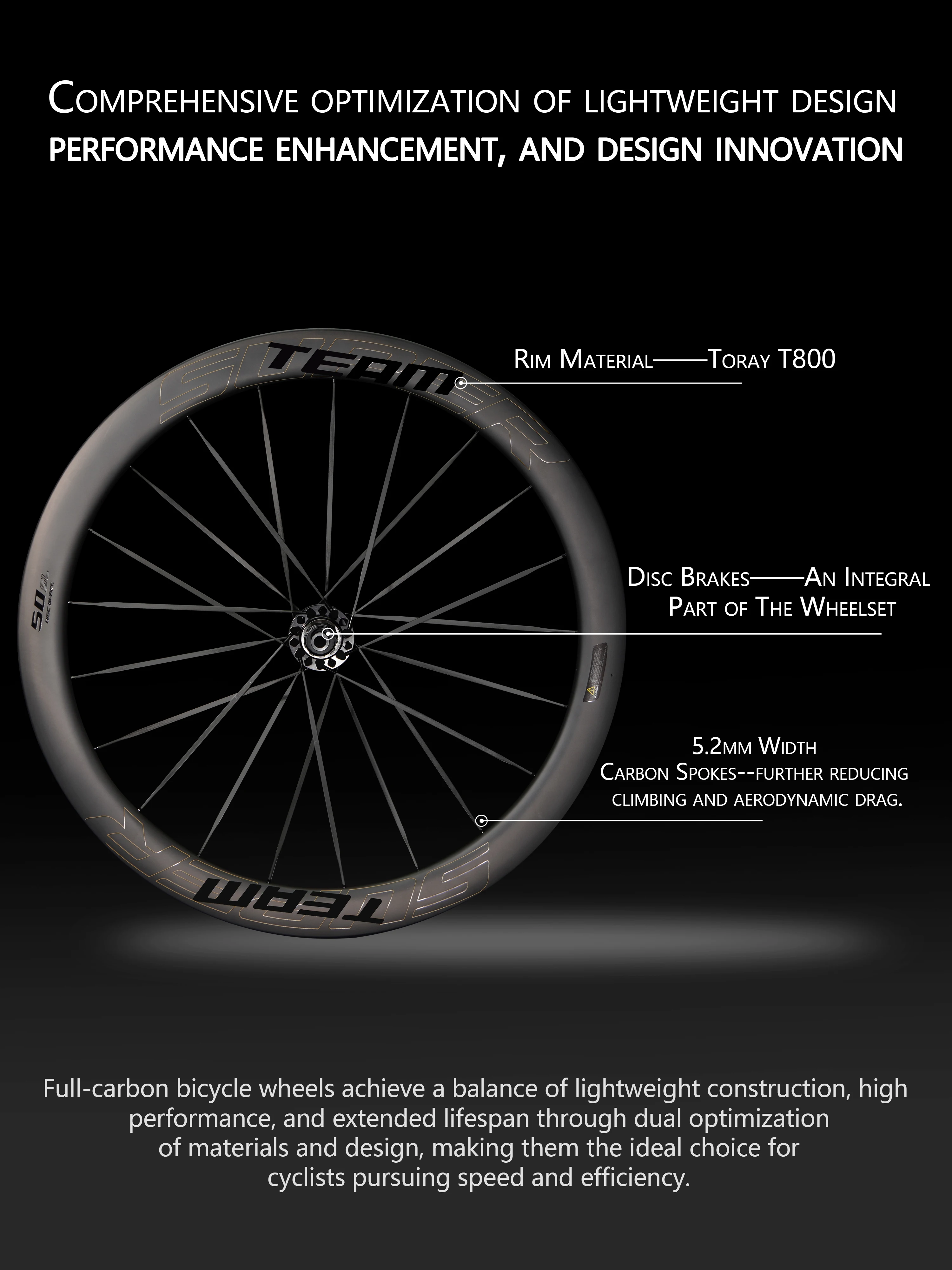 SUPERTEAM S All Carbon Laufradsatz UCI 700C Tubeless Scheibenbremsräder Carbon Speichen Ratsche 36T für HG/XDR Racing Laufradsatz – Detail 5