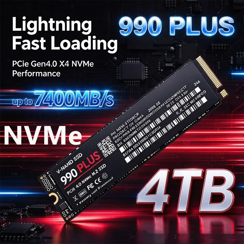 Internal M.2 2280 NVMe SSD 990 PLUS PCIe4.0 X4 7400MB/s TLC 3D NAND 500‑4TB Solid State Storage for PS5 Gaming PC Desktop Laptop