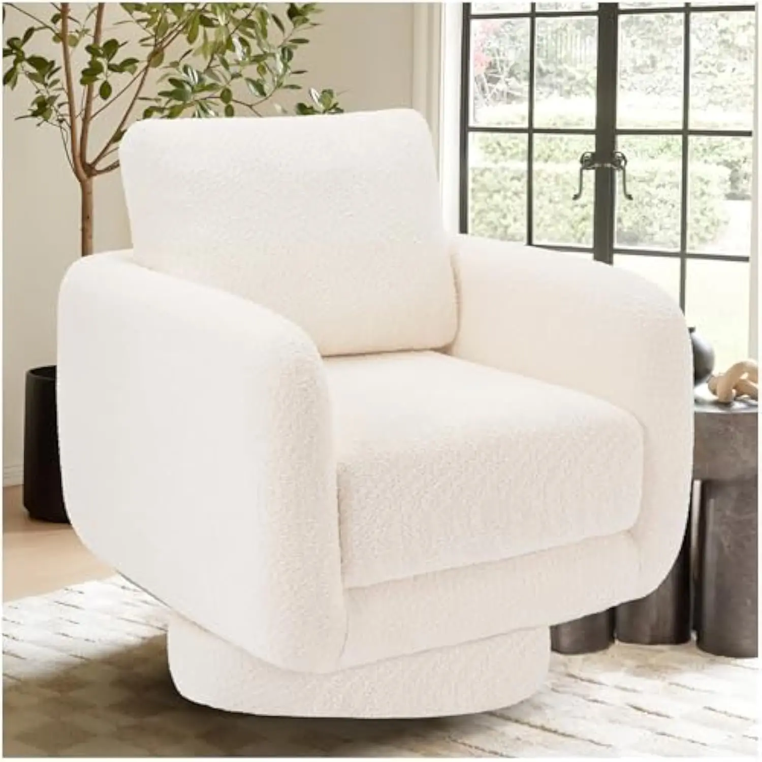 

Swivel Accent Chairs for Living Room, 32 英寸 Wide Upholstered Armchair with Plush Back Pillow, Modern Sofa Corner Barrel Cha