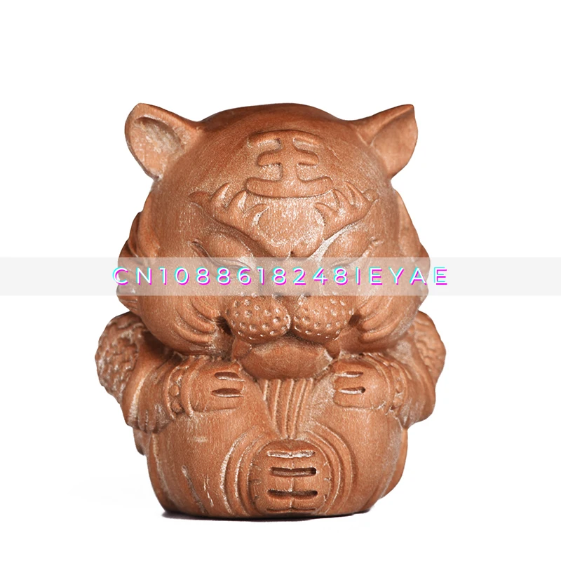 India Old Mountain Sandalwood Hand Handle Pixiu Lion Ornament Tiger Treasure Wenwan Mahogany Pendant Car Pendant