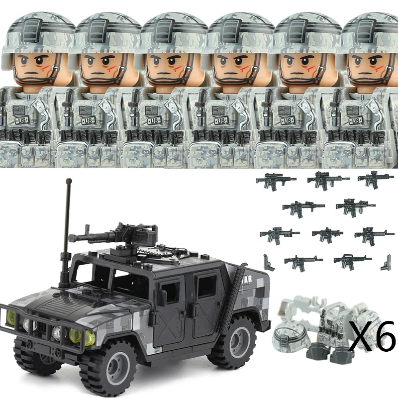 US Army Combat Uniform Special Forces Figures Building Blocks America Special Air Service Regiment Soldier Military Weapons Toys view 5
