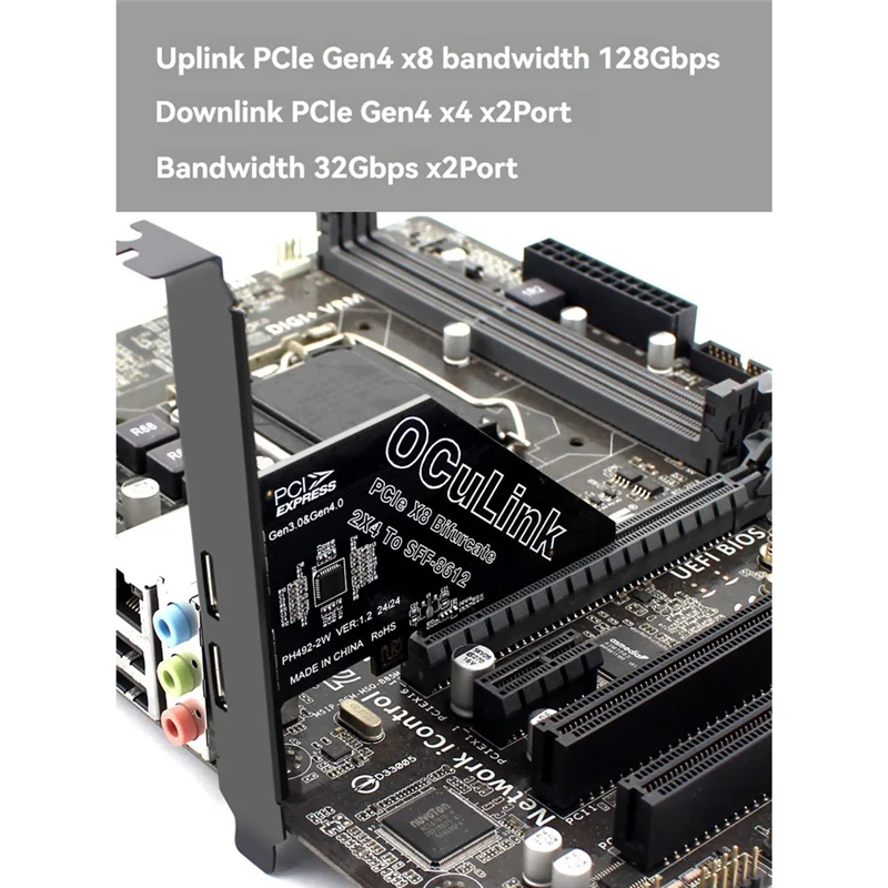 【Superdeals】Pcie4.0 X8 إلى 2Port SFF8611&8612 بطاقة توسيع Oculink إلى SFF-8639 U.2 SSD لبطاقة الرسومات الخارجية لـ Win/Linux