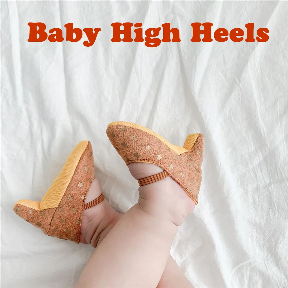 Small Baby High Heel Princess Shoes for Girls Bridesmaids Wedding Party Bling Sequines Kids Dress Shoes Girl Funny Pose Photo