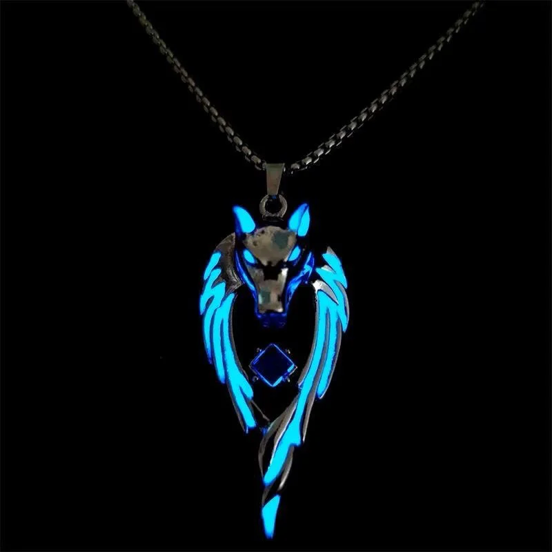 Luminous Dragon Necklace Glowing Night Fluorescence Antique Vintage Glow In The Dark for Men Women Gift Party Halloween Jewelry