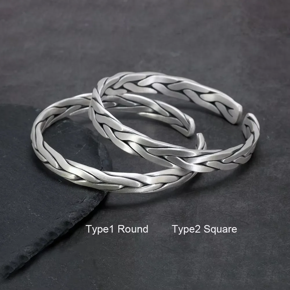 pulseras-unisex-de-plata-de-ley-999-de-estilo-Etnico-para-parejas-joyeria-de-moda-versatil-para-complementar-un-atuendo-regalo-de-aniversario