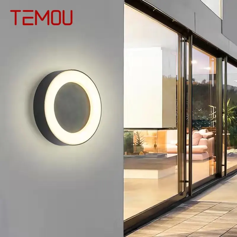 

TEMOU Outdoor Modern Wall Lamp Simple LED Vintage Sconces Waterproof Round for Balcony Corridor Courtyard Lighting Decor