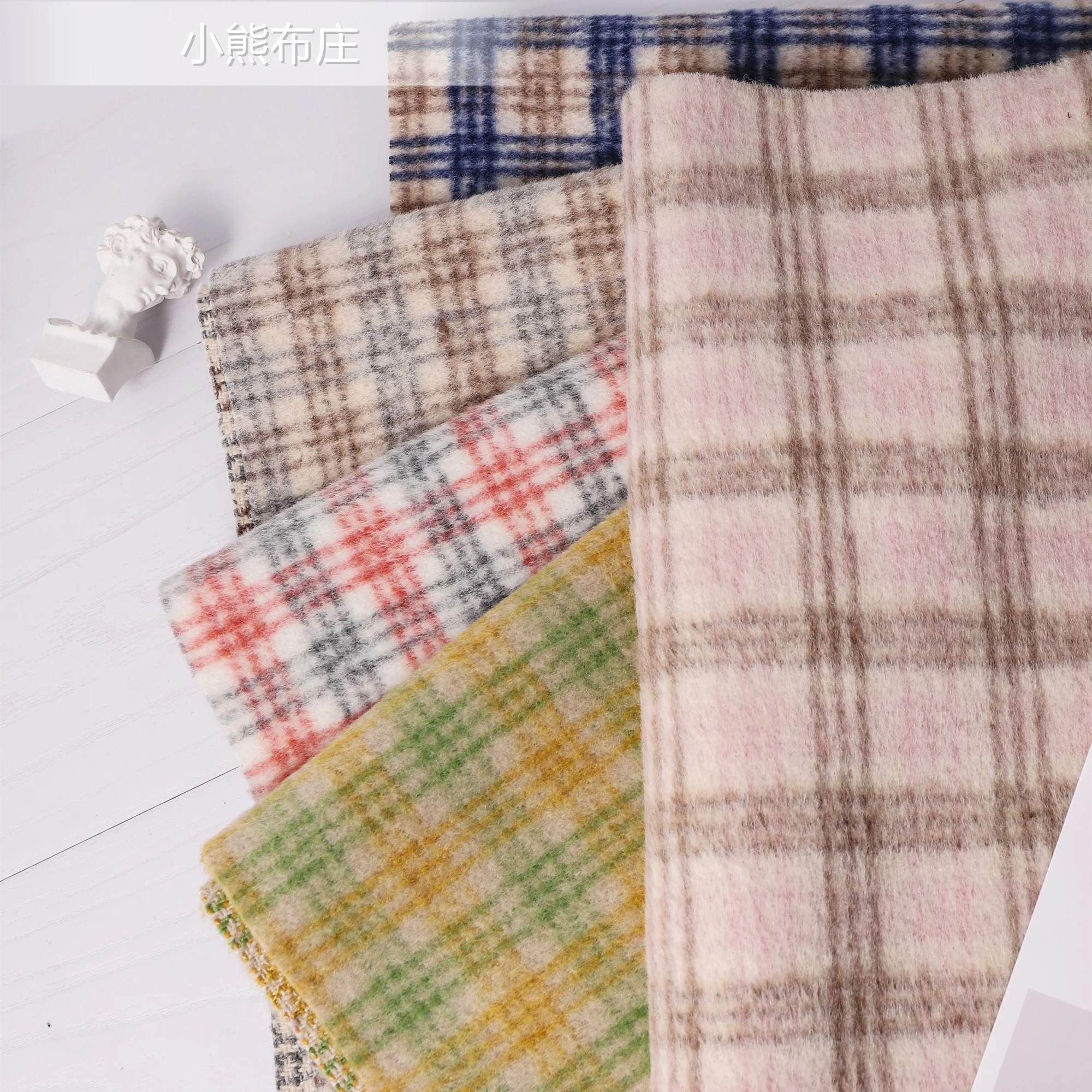 

Woolen Fabric By The Meter for Clothing coats Diy Sewing colorful Plaid Anti-wrinkle thickened winter yarn-dyed Cloth pink blue