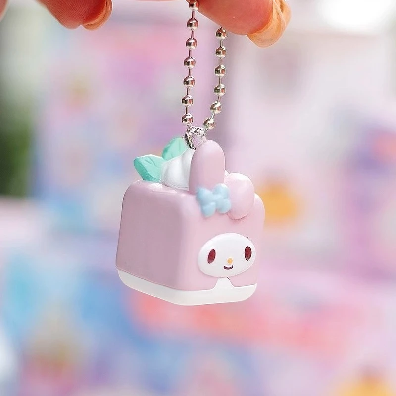 Ciondolo bambola Sanriose Kuromi Pom Pom Purin Pochacco Accessorio per zaino Q Verison con faccia quadrata carina