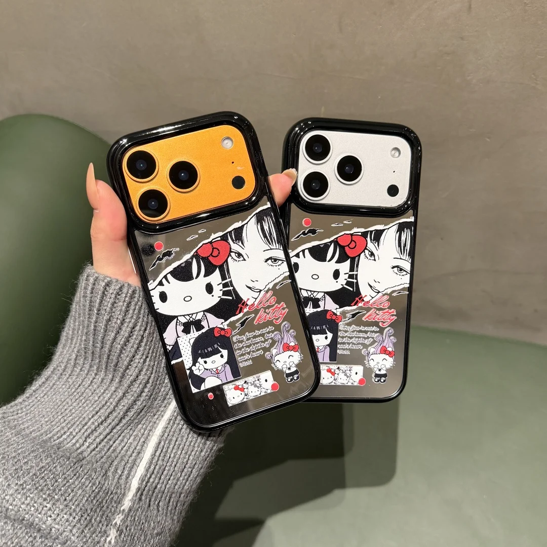 

Japanese Horror Anime Girl make up mirror Phone Case For iPhone 17 Pro Max 16 15 14 13 Pro Max Luxury Hard Anti fall Cover