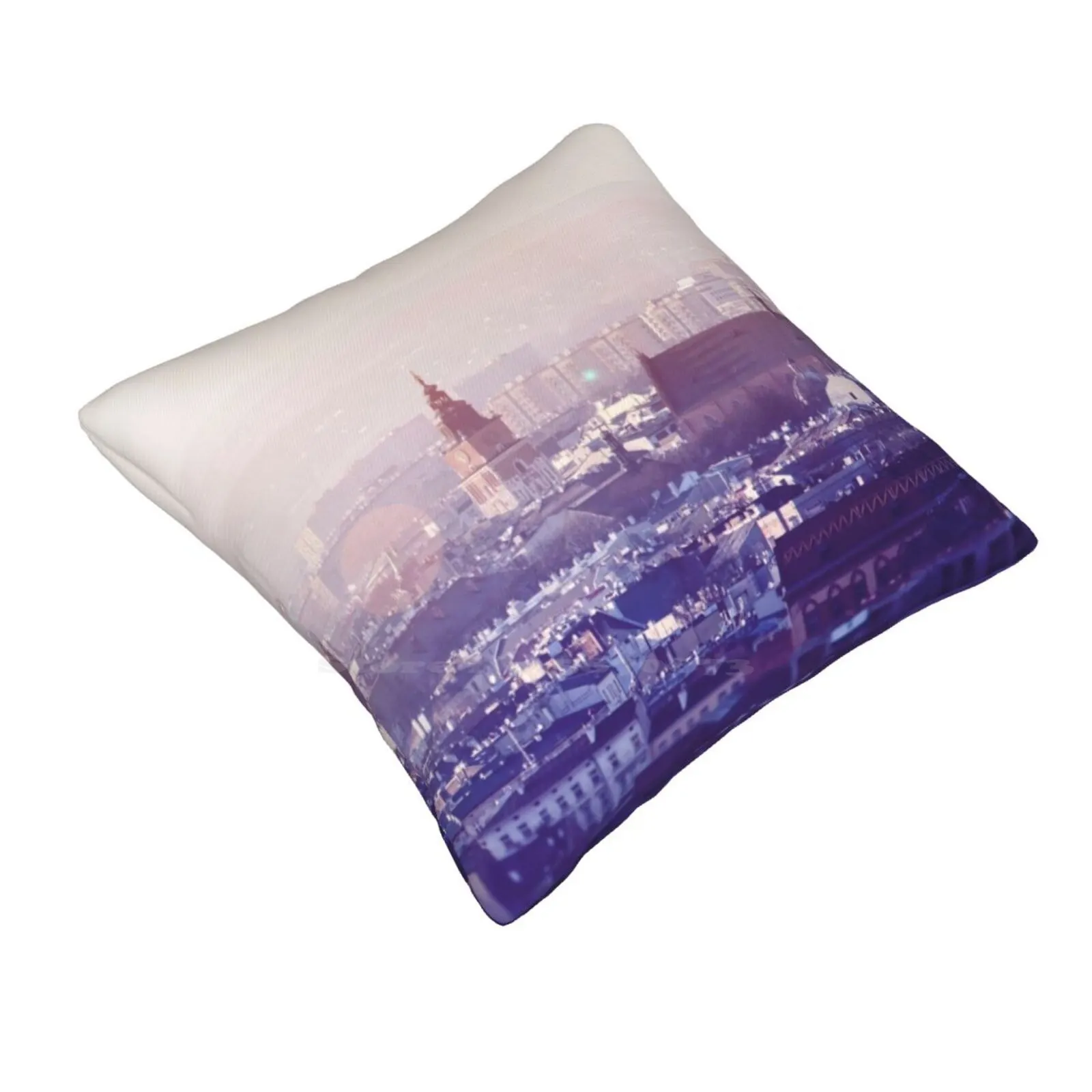 Panoramic View Of Old City In Cracow At The Sunset Throw Cushion Pillow Cover Architecture Background Building Castle Cathedral