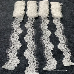 6CM Handmade Cord Lace Trim Off White Eyelash Lace Trimming Wedding Veil Bridal Shawl Border Lace Scallop 1 Piece 3 Yards