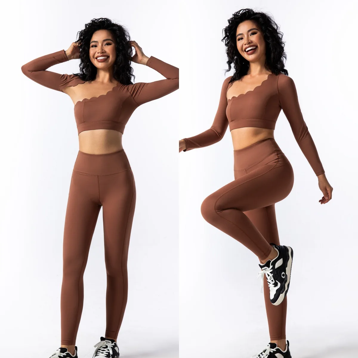 Diagonal Shoulder Hollow Irregular Long Sleeve High Elastic Slimming Pilates Top Breathable Quick Drying Fitness Training Top
