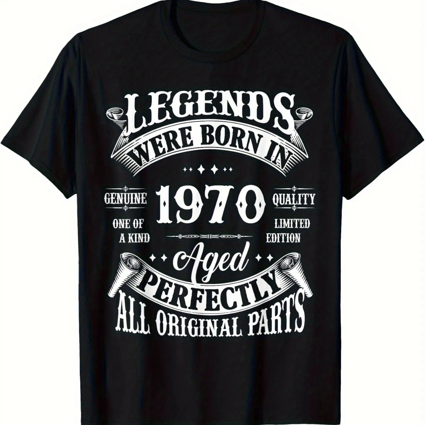 Men's 1970 Vintage Limited Edition T-Shirt - 50 Years Retro 70s Design with 1970 Birth Year Print, Slim Fit Crew Neck Cotton Tee