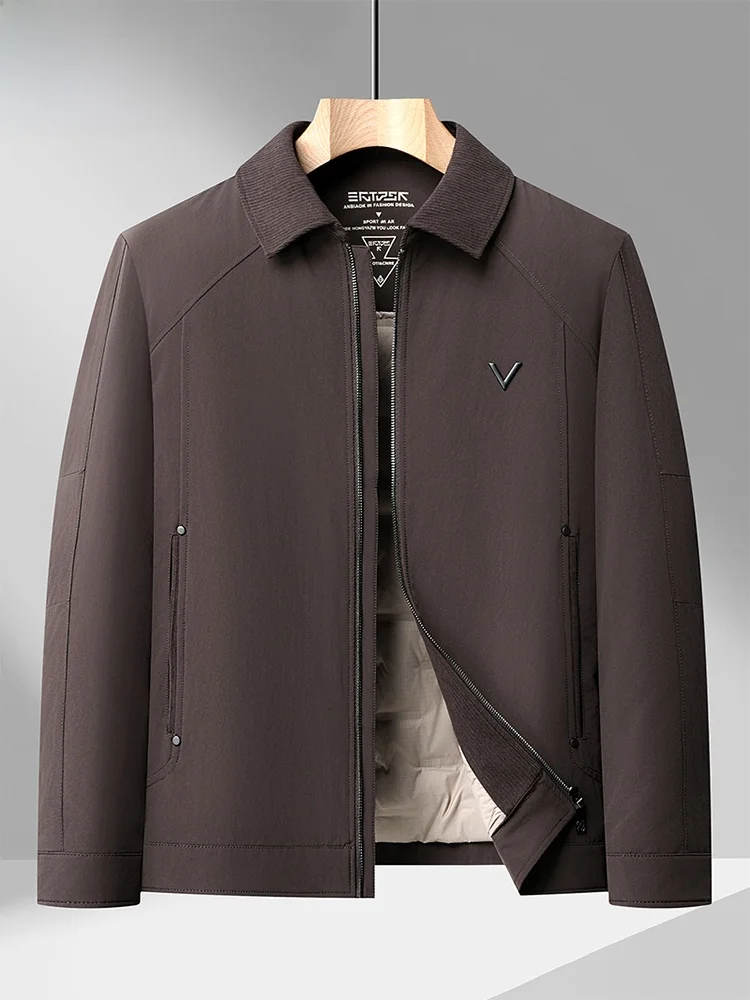 

Мужская стеганая пуховая куртка, повседневная, теплая, с декоративной молнией, двухслойная, с клеевым слоем, из полиэфирного волокна