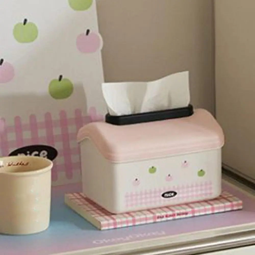 

Plastic Cartoon Paper Towel Box Wall Mounted Decorative House Shape Paper Box with Spring Non Slip Draw Paper Box Living Room