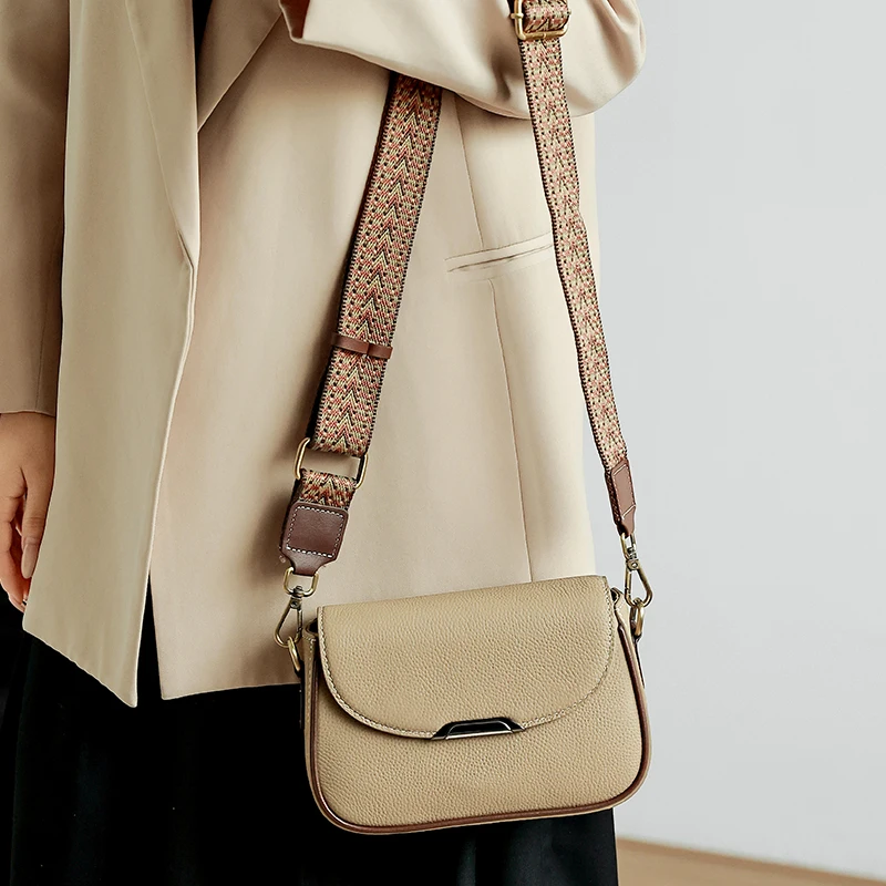 

Women's Cow Genuine Leather Crossbody Bag Ladies Light Luxury Cowhide Retro Small Square Handbags Female Leisure Shoulder Bags