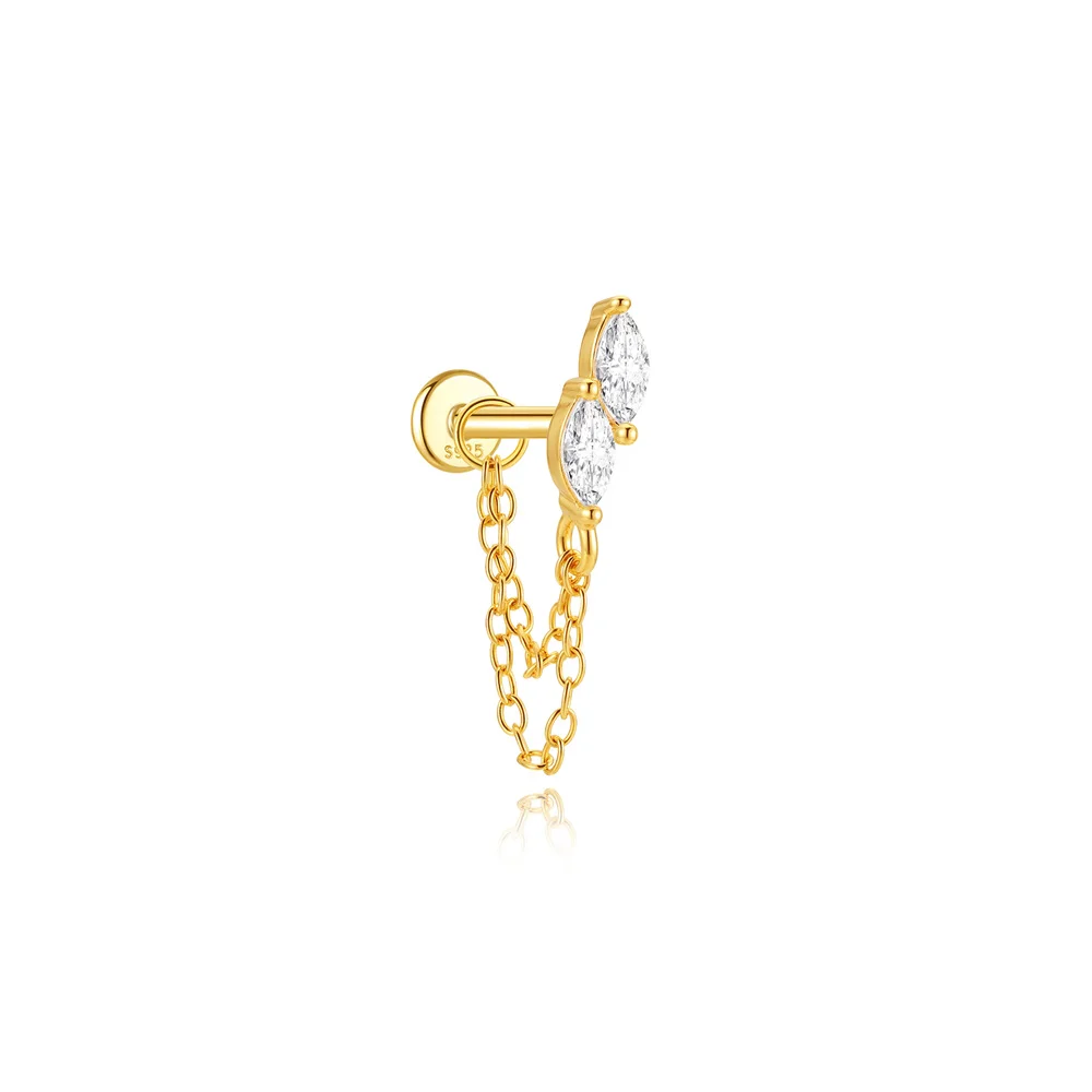 AIDE 1 Stück 925 Sterling Silber Ersatzteile Ketten Teil für Ohrstecker Piercing Creolen Tropfenohrring Damen Edlen Schmuck Geschenk