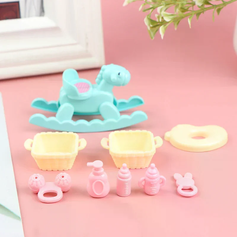 

9pcs/set 1/6 Toddler Cradle Milk bottle Pretend Toy for Dolls House Baby Room