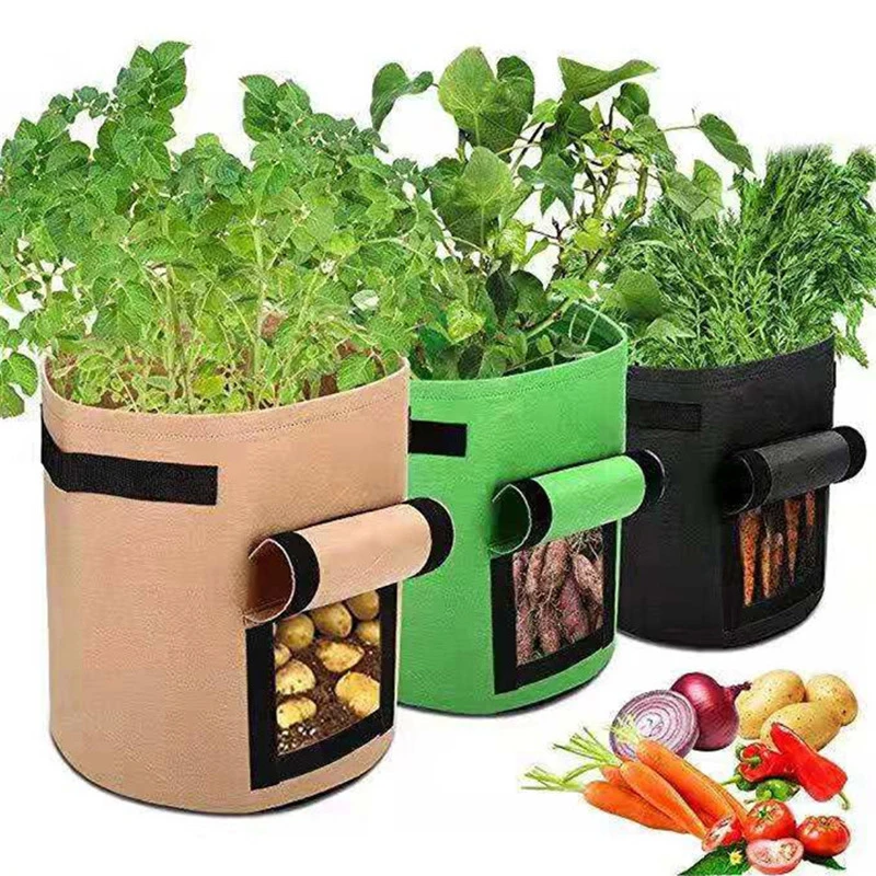1PC Large Diameter Vegetable Seedling Bag Garden Felt Potato Planting Bag Non Woven Felt Potato Planting Bucket