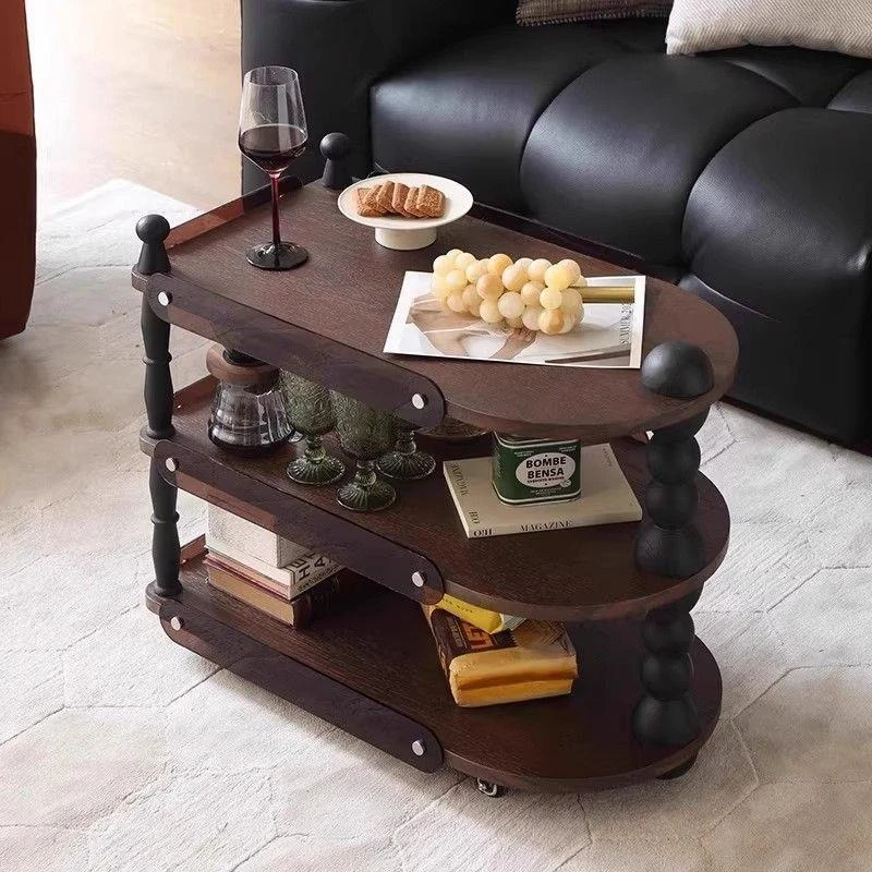 American retro solid wood edge few antique home living room sofa edge few trolleys removable storage small coffee table