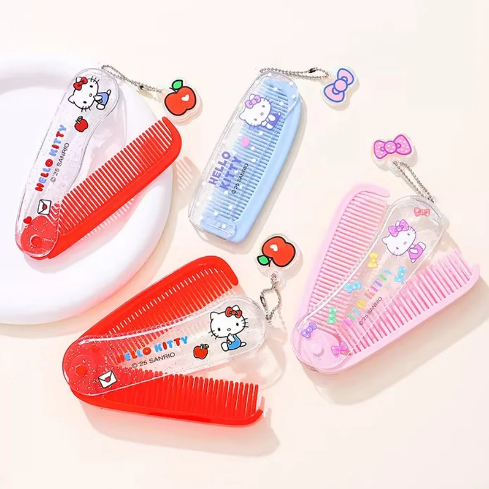 Genuine Sanrio Hello Kitty Double-Sided Folding Comb Cartoon KT Cat Travel Portable Pocket Hair Combs Home Goods Gifts