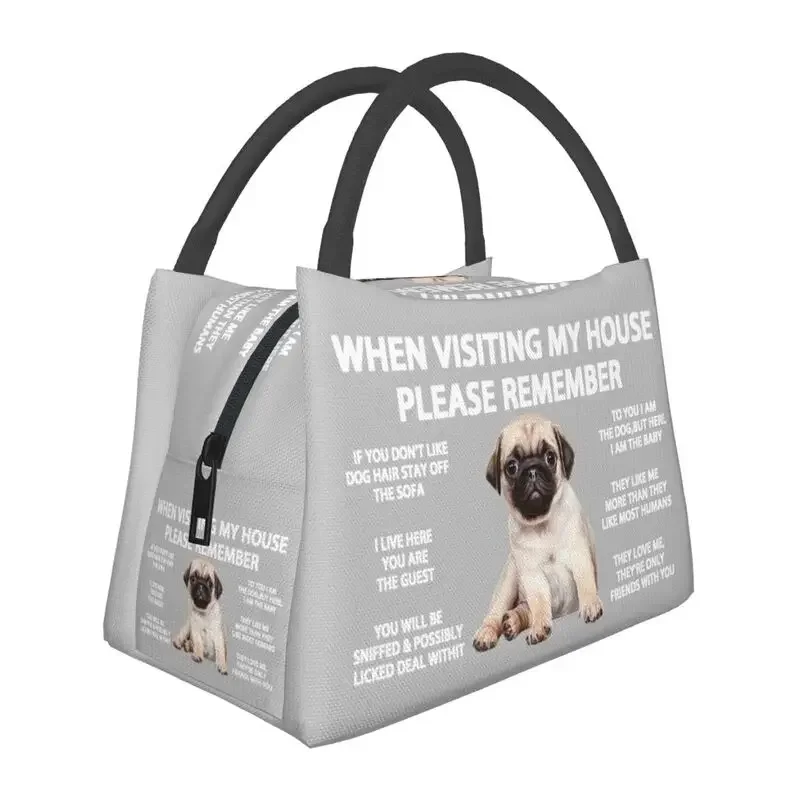 

Cute Pug Dog Insulated Lunch Bag For Women Portable Thermal Cooler Lunch Tote Work Picnic