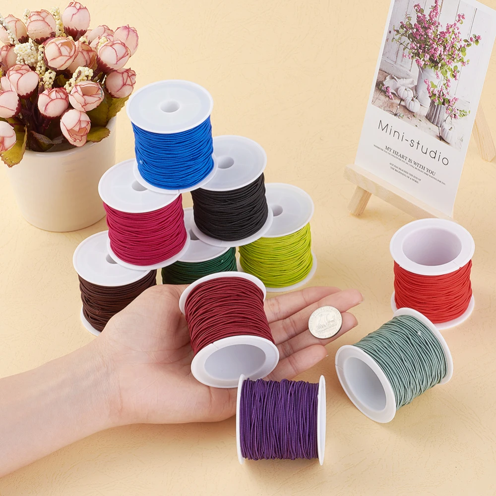 10 Rolls 1mm Elastic Cord Random Mix Color Thread Material for Bracelet Necklace DIY Jewelry Sewing Handcrafted Making Supplies