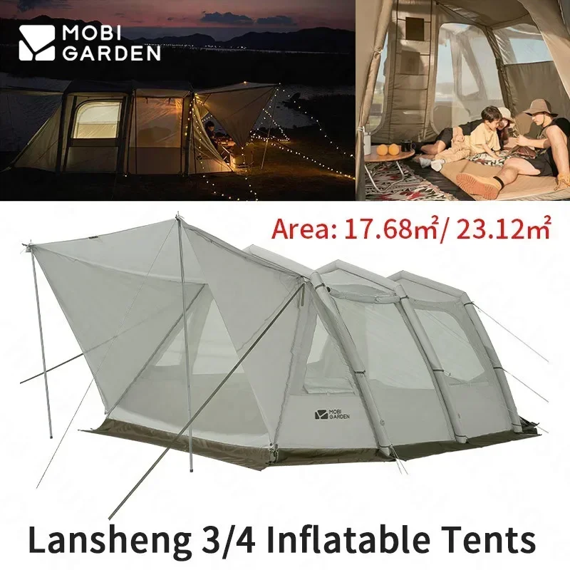 MOBI GARDEN Camping Outdoor Air Inflatable Tent 5-8 Person Large Space Family Luxury Folding Four Season Family Travel Tunnel