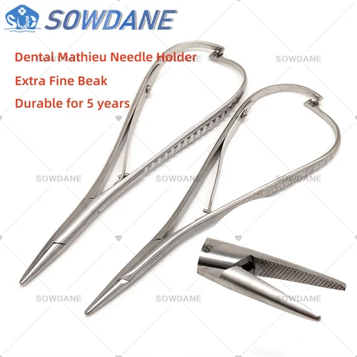 Punta dentada, ortodoncia Dental Mathieu, porta agujas, fórceps de 14cm, herramienta de instrumento de pico Extra fino