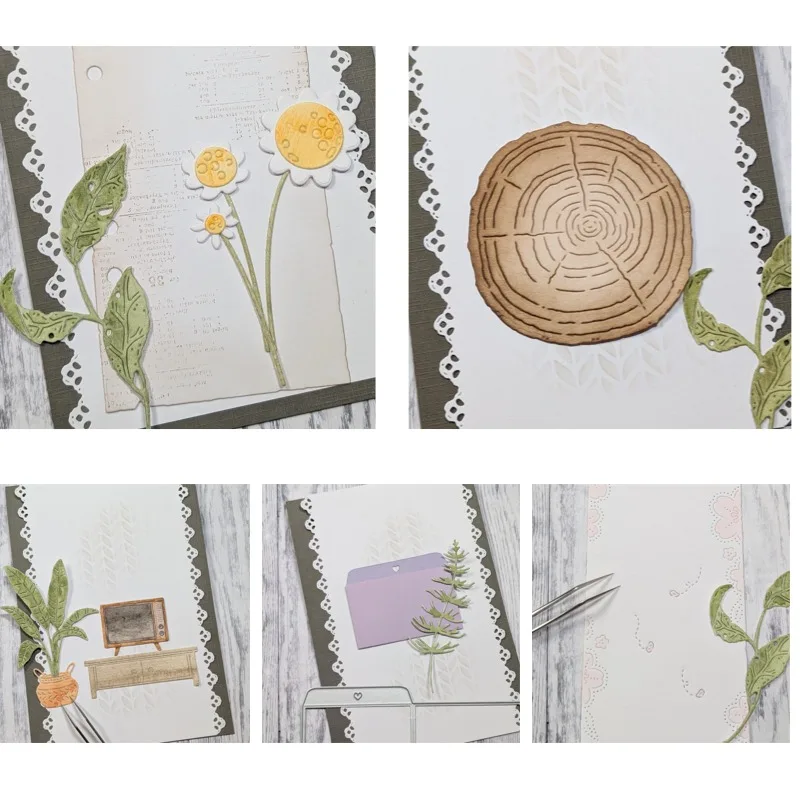 Falling Flower Petals TV Bench Metal Cutting Dies Slimline Essentials Scrap Booking Card Stencil Cut Die for DIY Handmade Card