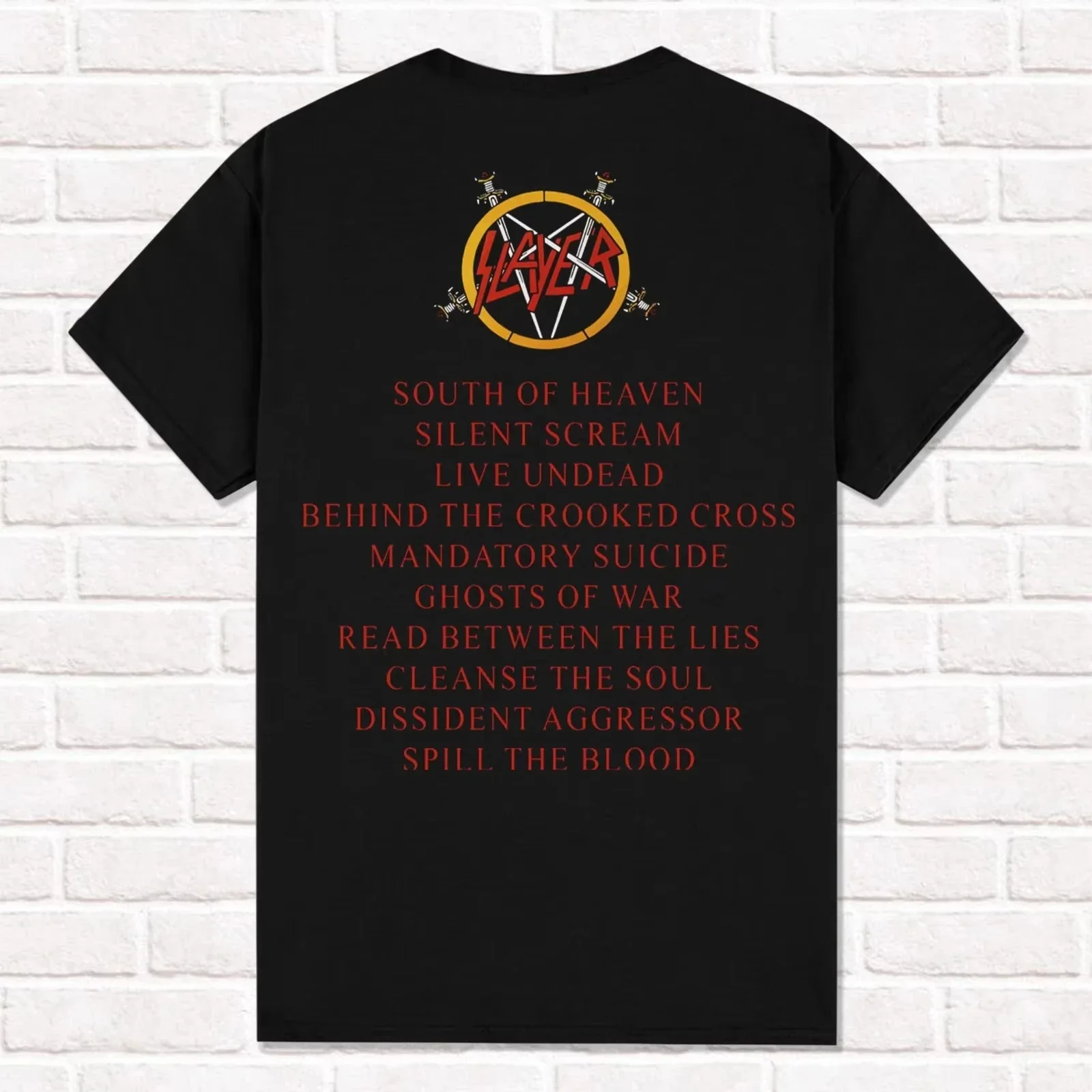 2025 Slayer Black T-Shirt South of Heaven 1988 Thrash Metal Heavy Metal T Shirt Tees Tops Unisex Cotton Short Sleeve High Street - view 3