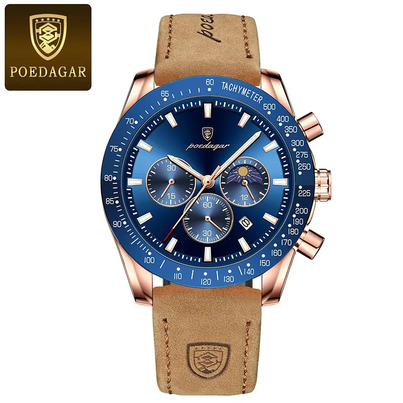 

Cool Stop Watch Men Watches New luxury Brand Waterproof Calendar Quartz Wristwatch For Man Fashion Leather Luminous Clock Hombre