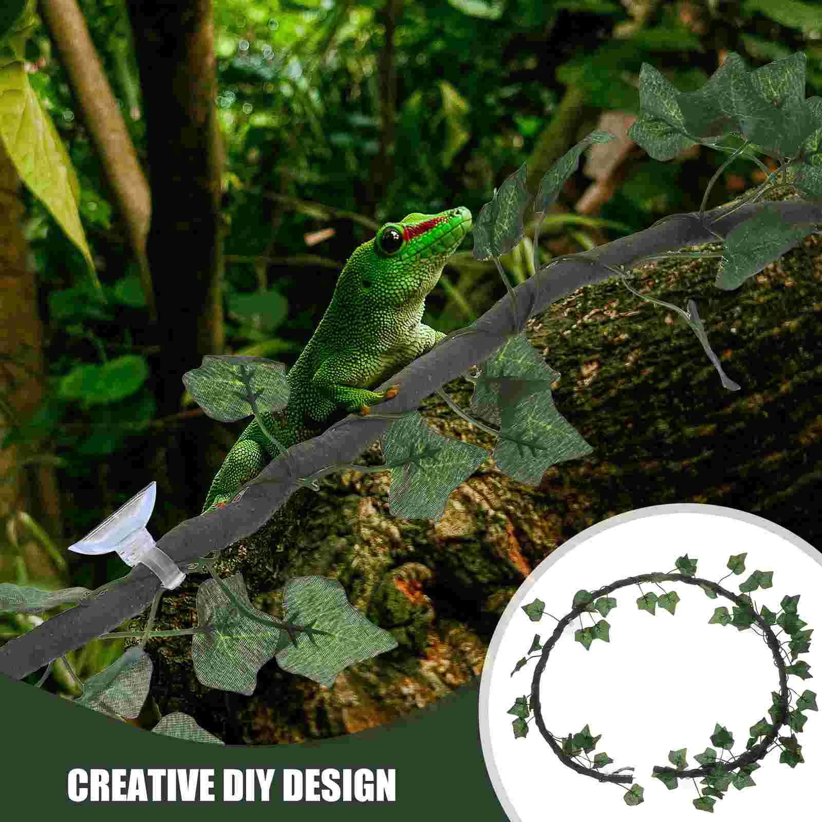 Reptile Habitat Accessories Jungle Vines for Rattan Steel Wire Reptiles Strip Green Gecko