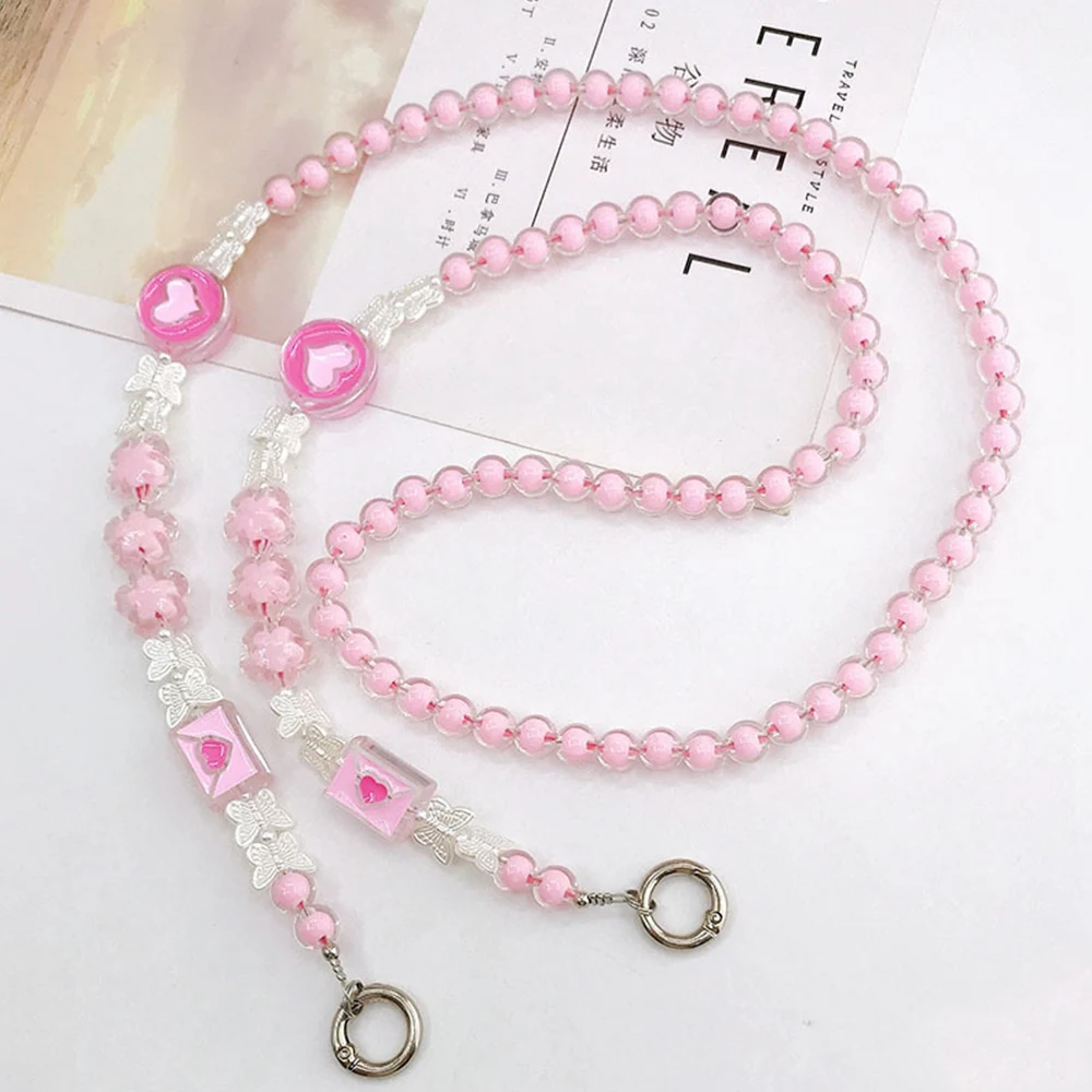 1Pcs Hand-beaded Women's Mobile Phone Lanyard Long Shoulder Straps Rope Anti-lost Sling Belt Bag Chain Crossbody Chain DIY Charm