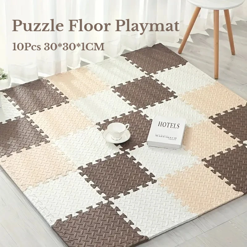 10Pcs Foam Puzzle Floor Play Mat Rug EVA Foam Interlocking Tiles For Gym Foam Puzzle Floor Mat Foam Floor Playroom 30*30*1CM