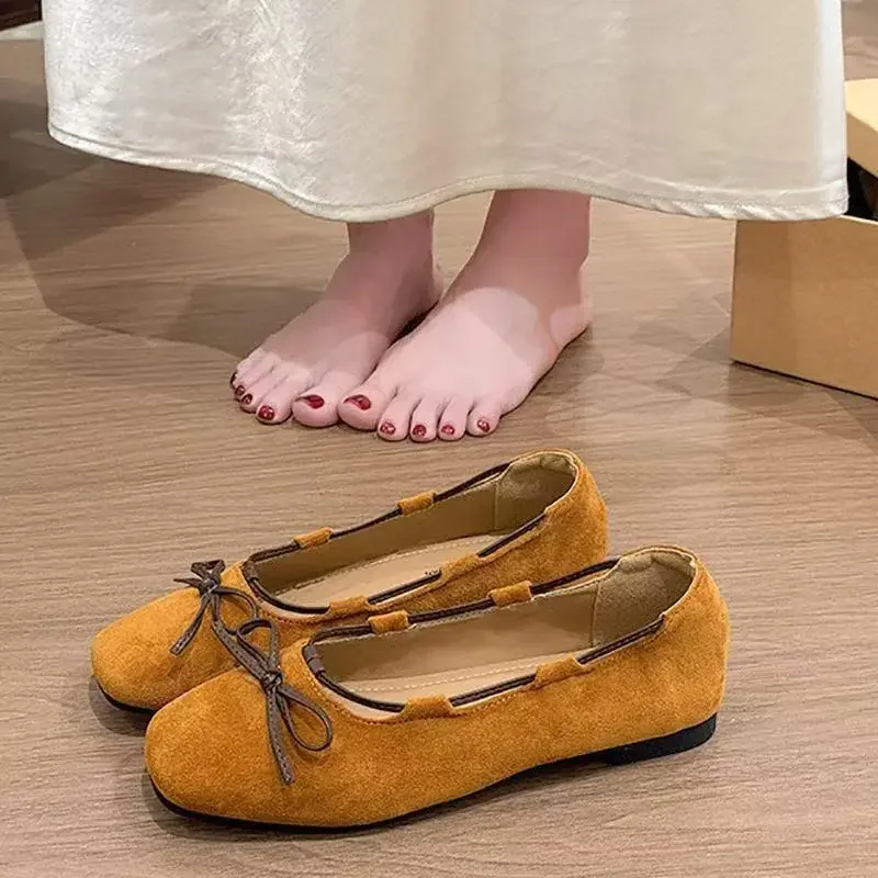 2026 Simple Retro Bow Shallow Mouth Women's Round Head Flat Bottom Commuter Women's Shoes Mary Jane Shoes