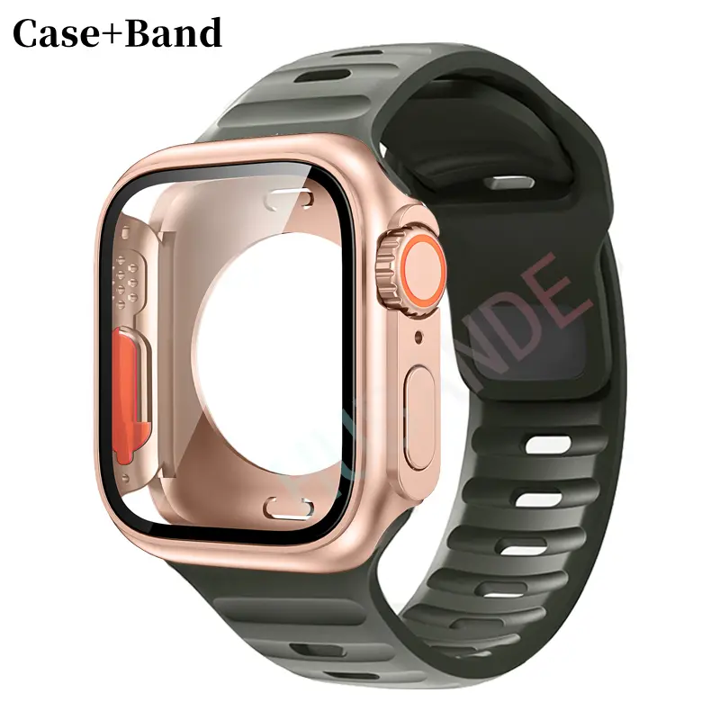 Silicone Strap For Apple Watch 44mm 45mm 41mm 40mm Bracelet + Screen Protectores Change to Ultra For iWatch Series 9 8 7 SE 6 5 - Image 18