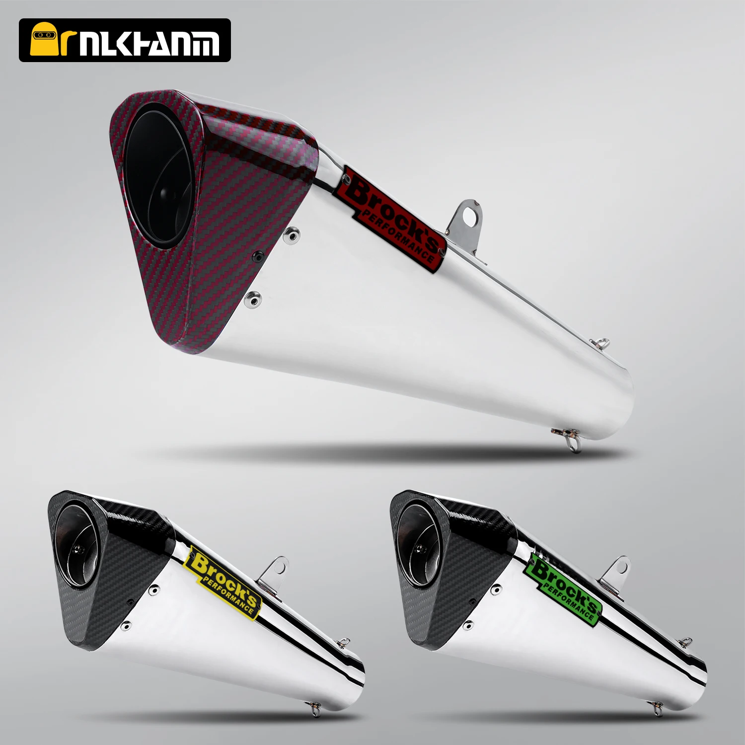 

Brock Universal 60mm Motorcycle Exhaust Escape Muffler Stainless Carbon muffler with DB Killer for Ninja400 ZX6R RSV4 MT07