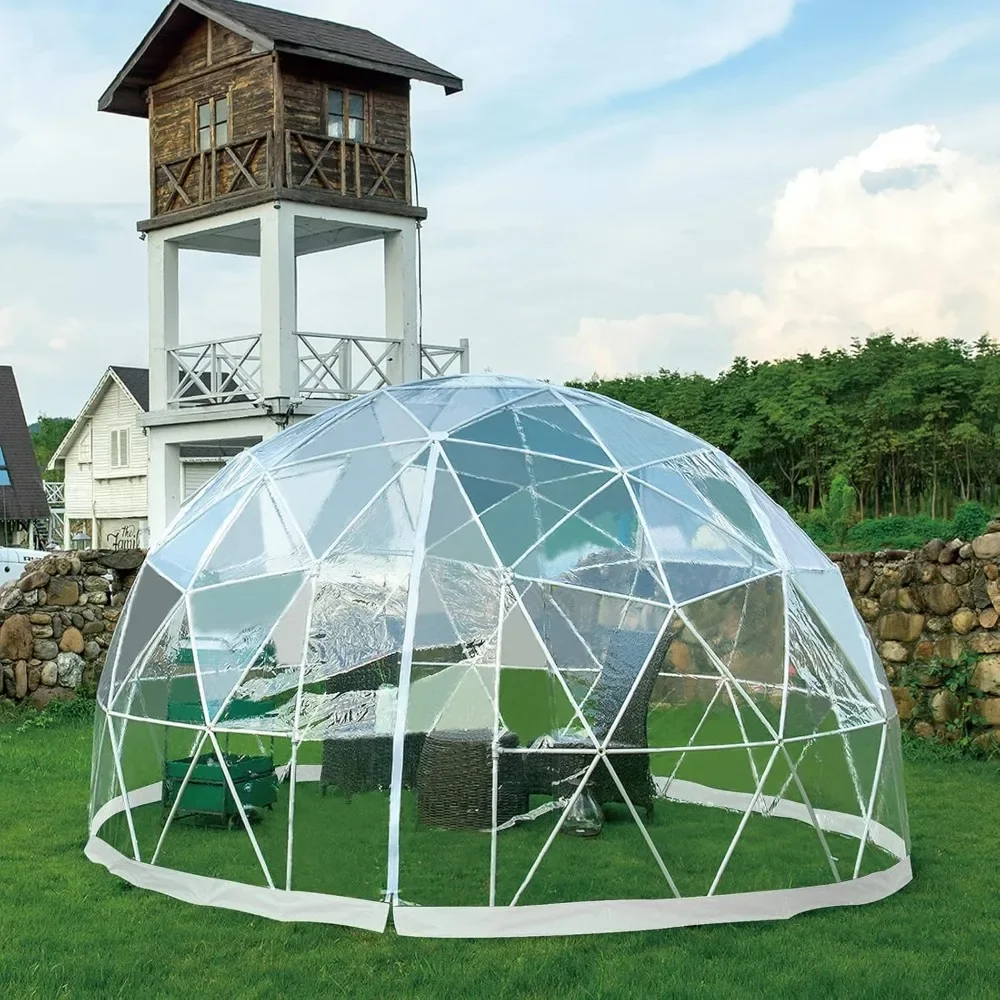 

12x7 FT Greenhouse with PVC Cover, Door and Windows, Outdoor Garden Dome House, Winter Camping Bubble Tent