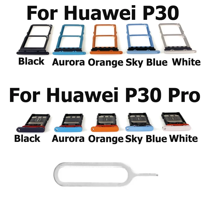 New For Huawei P30 Sim Tray Slot Holder For P30 Pro SD Card Tray Holder Connector Container Repair Parts