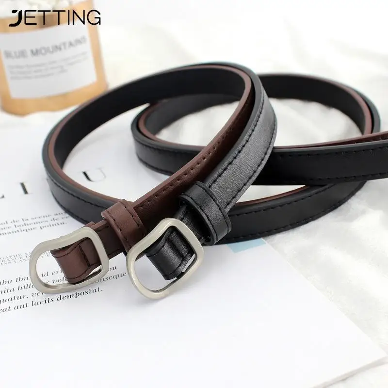 

No-hole Belt For Women Waistband Buckle Pin Belt Jeans Decorative Female Dress Thin PU Leather Waist Strap