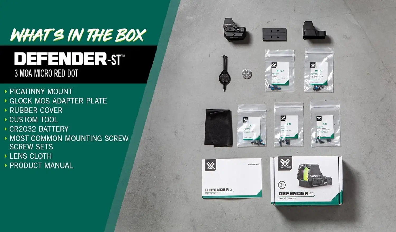 3 MOAOptics Defender-ST Micro Red Dot Sights - Motion Activation with Auto-Shutoff, DeltaPoint Pro Footprint, Top Mount Battery,