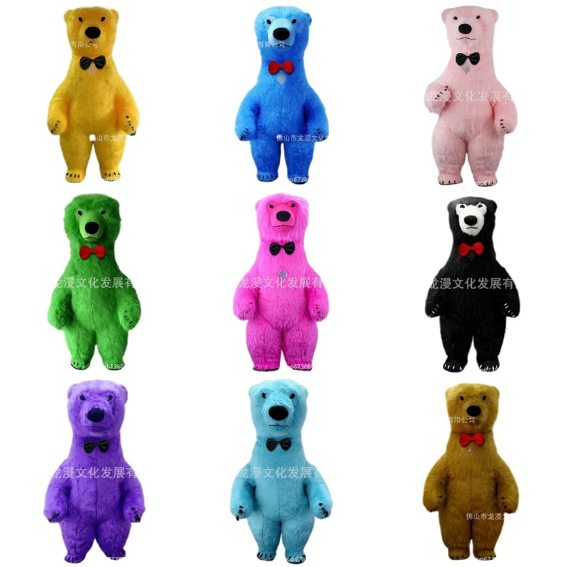 

Inflatable Colorful Polar Bear Mascot Costume Birthday Party Role Play Funny Props Advertising Cartoon Doll Clothes No Battery
