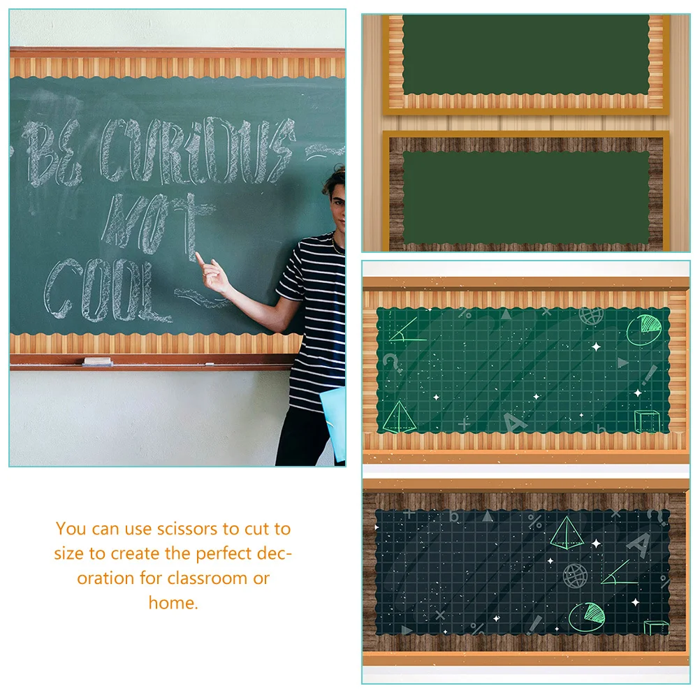 

1 Roll Bulletin Board Border Stickers Wood Grain Pattern Thick Flexible Paper Blackboard Frame Decor Classroom Door Window