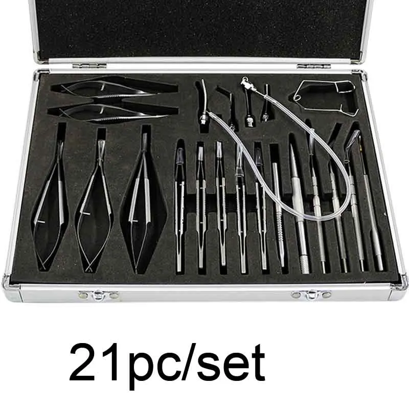 Oogheelkundige Microchirurgische Instrumentenset 21 Sets Roestvrijstalen Titaniumlegering Microchirurgische Instrumentenset