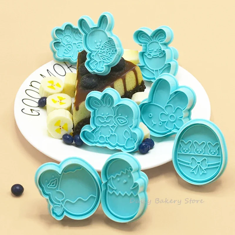 4/5 Uds molde cortador de galletas de Pascua huevos de Pascua conejo pollito galleta molde de Fondant para el hogar decoración de pastel de fiesta de Pascua herramienta de horneado DIY