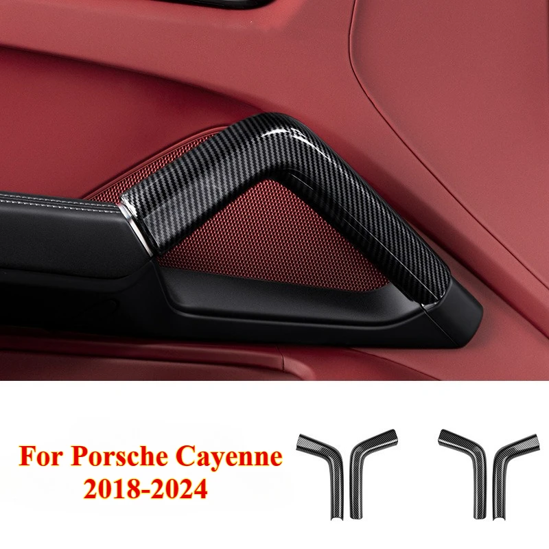 

2PCS for Porsche Cayenne 2018-2024 Car Interior Carbon Fiber Central Handle /Door Handles Panel Pull Protective Cover Trim